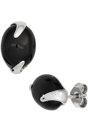 Jobo Paar Ohrstecker, 925 Silber mit Onyx