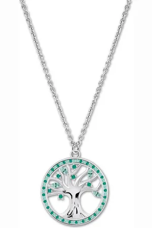 Lotus Silberkette Halskette Baum 925 Silber (Halskette), Halskette Baum ca. 42cm, 925 Sterling Silber, Farbe: silber, grün - Verkäufer: Fit4Style Silberschmuck - IMPPAC