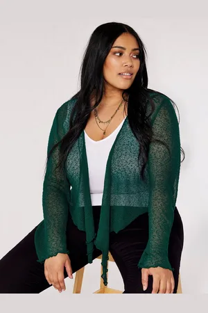 Apricot Cardigan Popcorn Knit Waterfall Shrug, (1-tlg) im semitransparenten Design - Verkäufer:
