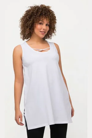 Ulla Popken Longtop Longtop Zierbänder A-Linie Rundhals ärmellos - Verkäufer: Popken Fashion Group