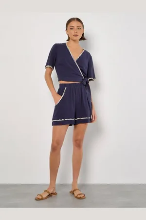 Apricot Shorts Short aus Leinenmischung, mit besticktem Saum - Verkäufer: