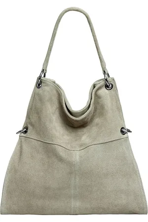 CASPAR Schultertasche Große Vintage Damen Leder Handtasche - CLASSIC LINE - Modell No.805, samtig weich, angenehmer Tragekomfort - 100% Wildleder - Made in Italy - Verkäufer: & SIKORA