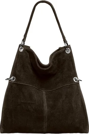 CASPAR Schultertasche Große Vintage Damen Leder Handtasche - CLASSIC LINE - Modell No.805, samtig weich, angenehmer Tragekomfort - 100% Wildleder - Made in Italy - Verkäufer: & SIKORA