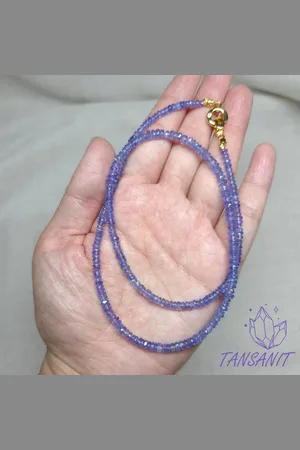 Golden Perlenkette Tansanit Collier, ierliche Edelstein Halskette, Tansanit Perlenkette - Verkäufer: Touch GmbH