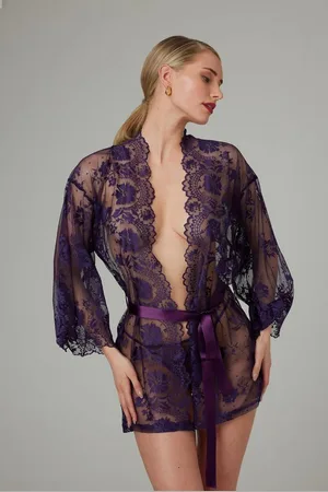 Christine le Duc Blusenkimono Spitzen Kimono Graceful - Lila (1-tlg) - Verkäufer: AMORELIE