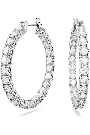 Swarovski Paar Creolen Matrix, Rundschliff, 5647446, 5647715, mit ® Kristall