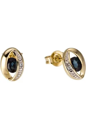 Firetti Paar Ohrstecker Schmuck Geschenk Gold 333 Ohrschmuck Farbstein Edelstein Saphir, mit Saphir - mit Brillant