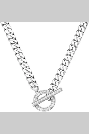 Giorgio Martello Collier Panzerkette, Schließe mit Zirkonia, Silber 925