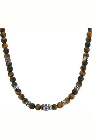 Giorgio Martello Collier schwarze Achat-, Tigerauge- oder syn. Türkis-Kugeln, Silber 925
