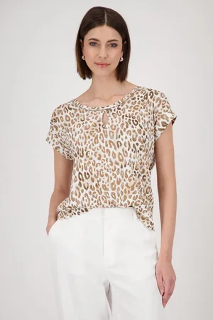 monari T-Shirt Shirt Leo allover Mit Rundhalsausschnitt