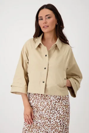 monari Kurzjacke Jacke Trench Mit Rundhalsausschnitt