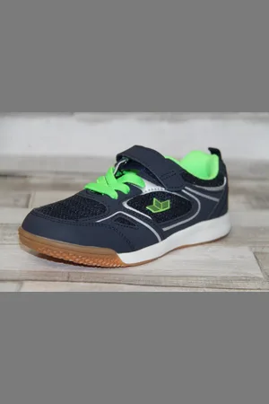 LICO Jungen Klett-Sportschuh dunkelblau mit neongrünem Gummisenkel Klettschuh - Verkäufer: Littmann