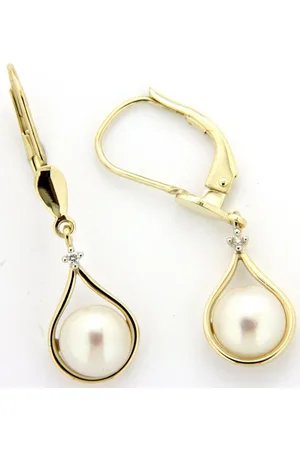 Firetti Paar Ohrhänger Schmuck Geschenk Gold 333 Ohrschmuck Patentbrisur Perle, mit Süßwasserzuchtperle - mit Brillanten