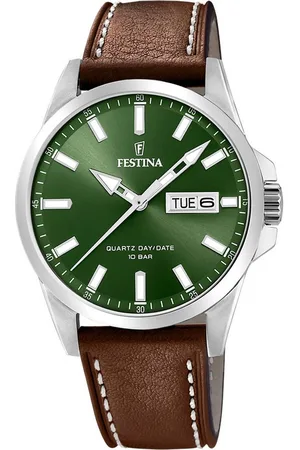 Festina Quarzuhr Herrenuhr F20358/5 – Grün/Braun, 41 mm - Verkäufer: Jäckle Uhrenhandel e.K.