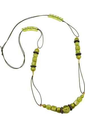 GALLAY Perlenkette Kette lindgrün oliv-transparent Kordel oliv 100cm (1-tlg) - Verkäufer: Cats Collection
