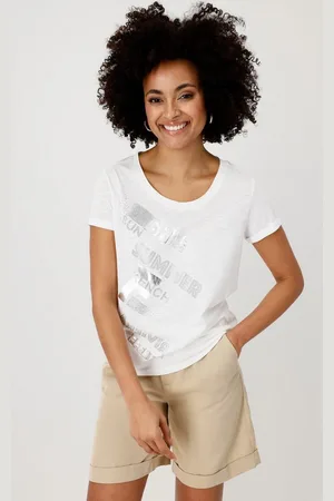 monari T-Shirt Shirt Basic Schmuckschrift Mit Rundhalsausschnitt