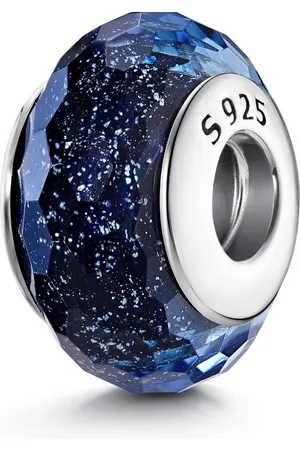 Materia Bead Blau / Dunkelblau Glitter facettiert 920, 925 Sterling Silber, mit Gewinde - Verkäufer: Schmuck