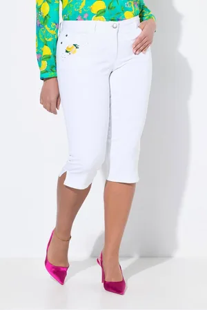 Miamoda Regular-fit-Jeans 3/4-Caprijeans Carrie Zitronen-Stickerei - Verkäufer: Popken Fashion Group