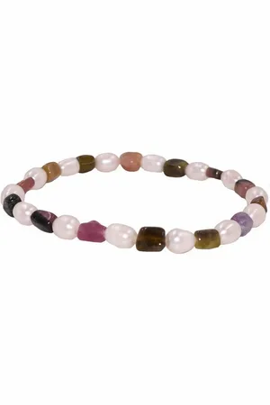 Firetti Armband Schmuck Geschenk Armschmuck Armkette Edelstein Farbstein Perlen, Made in Germany - mit Turmalin - mit Süßwasserzuchtperle