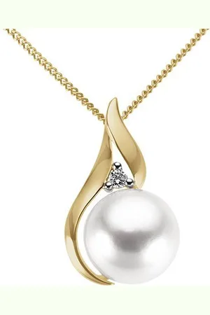 Firetti Perlenanhänger Schmuck Geschenk Gold 333 Halsschmuck Anhänger für Halskette Perle, mit Süßwasserzuchtperle und Brillant