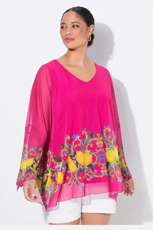 Miamoda Druckbluse Meshbluse oversized Zitronen-Bordüre - Verkäufer: Popken Fashion Group