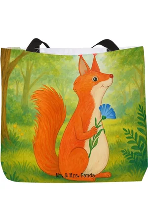Mr. & Mrs. Panda Shopper Eichhörnchen Blume Design - - Geschenk, Spaß, Gute Laune, Lachen (1-tlg), Mobiler Big Bag - Verkäufer: