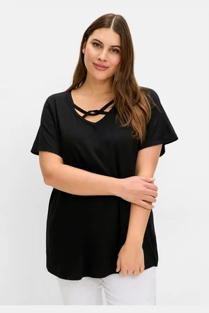 Sheego T-Shirt Große Größen mit verziertem V-Ausschnitt