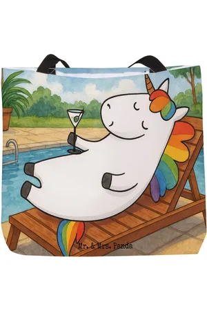 Mr. & Mrs. Panda Shopper Einhorn Cocktail Design - - Geschenk, Einkaufstasche, Einkaufsbe (1-tlg), Ergonomischer Griff - Verkäufer: