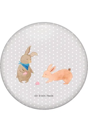 Mr. & Mrs. Panda Anstecknadel Hasen Muschel - Pastell - Geschenk, Muscheln, beste Freundin, Ur (1-tlg), Edles Erscheinungsbild - Verkäufer: