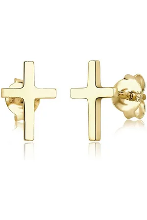 Elli Paar Ohrstecker Stecker Kreuz Taufe Kommunion Basic 375 Gelbgold, Kreuz - Verkäufer: JULIE & GRACE GmbH