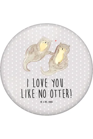 Mr. & Mrs. Panda Anstecknadel Otter Hände halten - Pastell - Geschenk, romantisch, Seeotter, 5 (1-tlg), Charmante Sprüche - Verkäufer: