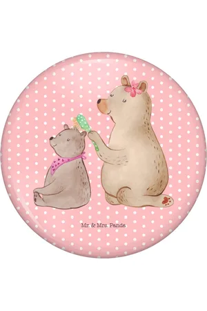 Mr. & Mrs. Panda Anstecknadel Bär Kind - Pastell - Geschenk, Bruder, Anstecknadel, Haare kämmen (1-tlg), Stabile Anstecknadel - Verkäufer: