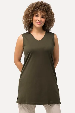 Ulla Popken Longtop Top V-Ausschnitt Relaxed ärmellos Baumwolle - Verkäufer: Popken Fashion Group