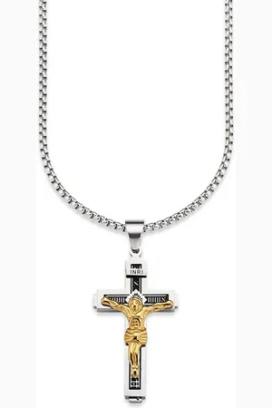 Bruno Banani Kette mit Anhänger Schmuck Geschenk Halskette Kreuz Venezianerkette Gravur INRI