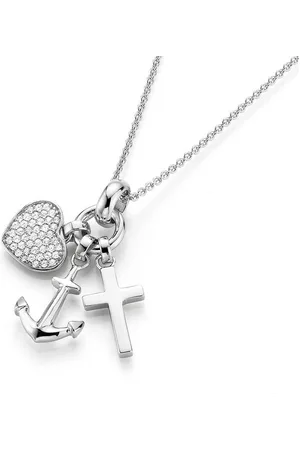 Giorgio Martello Kette mit Anhänger mit Symbolen für Glaube, Liebe, Hoffnung, Silber 925