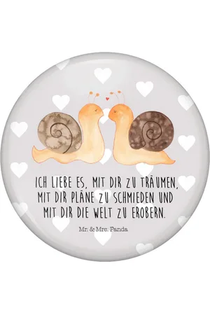 Mr. & Mrs. Panda Anstecknadel Schnecken Liebe - Pastell - Geschenk, Hocheitstag, Anstecknadel, (1-tlg), Edles Erscheinungsbild - Verkäufer: