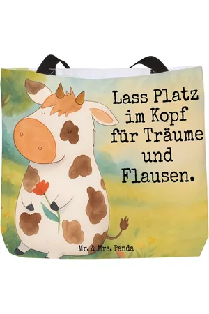 Mr. & Mrs. Panda Shopper Kuh Design - - Geschenk, Hoftiere, Bauernhof, Freizeittasche, Al (1-tlg), Ergonomischer Griff - Verkäufer:
