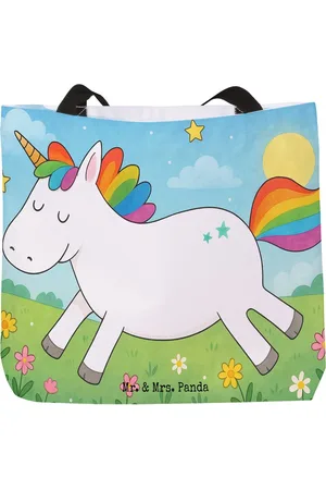 Mr. & Mrs. Panda Shopper Einhorn Happy Design - - Geschenk, Einkaufstasche, Schulbeutel, (1-tlg), Einzigartiges Design - Verkäufer: