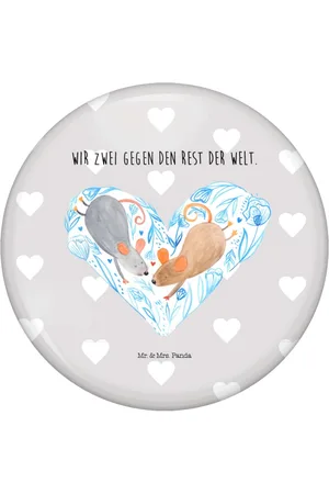 Mr. & Mrs. Panda Anstecknadel Mäuse Herz - Pastell - Geschenk, Verlobung, Ehefrau, Anstecknade (1-tlg), Symbol für Freundschaft - Verkäufer: