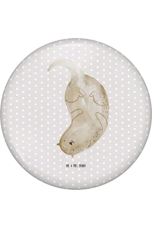 Mr. & Mrs. Panda Anstecknadel Otter Kopfüber - Pastell - Geschenk, süß, 50mm Button, Ansteckna (1-tlg), Stabile Anstecknadel - Verkäufer: