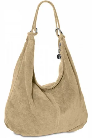 CASPAR Schultertasche Damen Vintage Leder Tasche Hobo Bag - CLASSIC LINE - Modell No.617, 100% italienisches Veloursleder, samtig weich, angenehmer Tragekomfort - Verkäufer: & SIKORA