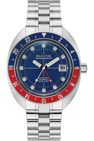 BULOVA Automatikuhr Oceanographer GMT 96B405, Armbanduhr, Herrenuhr, bis 20 bar wasserdicht, Saphirglas