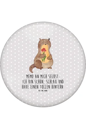 Mr. & Mrs. Panda Anstecknadel Otter Blumenstrauß - Pastell - Geschenk, Button, 50mm Button, ni (1-tlg), Edles Erscheinungsbild - Verkäufer: