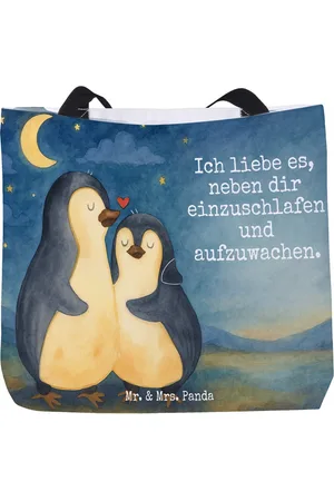 Mr. & Mrs. Panda Shopper Pinguine Einschlafen Design - - Geschenk, Liebe, Mitbringsel, Ei (1-tlg), Einzigartiges Design - Verkäufer: