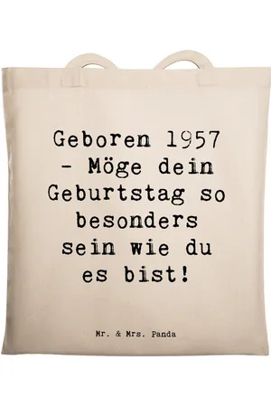 Mr. & Mrs. Panda Tragetasche Spruch 1957 Geburtstag - - Geschenk, Geburtstag 1957, Shopper, S (1-tlg), Gemütliches Design - Verkäufer: