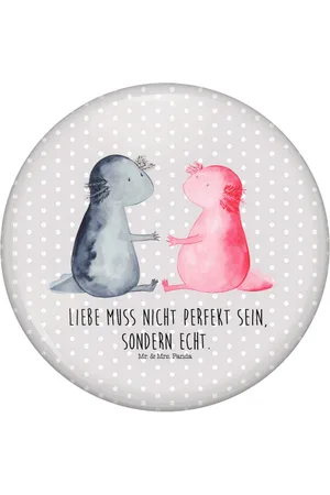 Mr. & Mrs. Panda Anstecknadel Axolotl Liebe, Button, Anstecknadel, Pin, 50mm Button (1-tlg), Charmante Sprüche - Verkäufer: