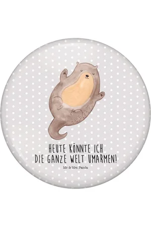 Mr. & Mrs. Panda Anstecknadel Otter Umarmen - Pastell - Geschenk, Fischotter, hallo, Button, S (1-tlg), Einzigartige Designs - Verkäufer: