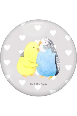 Mr. & Mrs. Panda Anstecknadel Wellensittich Liebe - Pastell - Geschenk, Anstecknadel, 50mm But (1-tlg), Stabile Anstecknadel - Verkäufer: