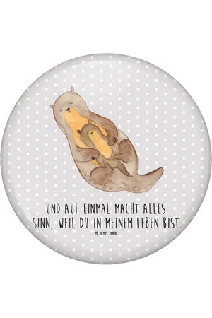 Mr. & Mrs. Panda Anstecknadel Otter Kind - Pastell - Geschenk, Anstecknadel, 50mm Button, Gebu (1-tlg), Symbol für Freundschaft - Verkäufer:
