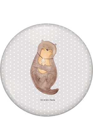 Mr. & Mrs. Panda Anstecknadel Otter Muschel - Pastell - Geschenk, Pin, Fischotter, 50mm Button (1-tlg), Stabile Anstecknadel - Verkäufer: